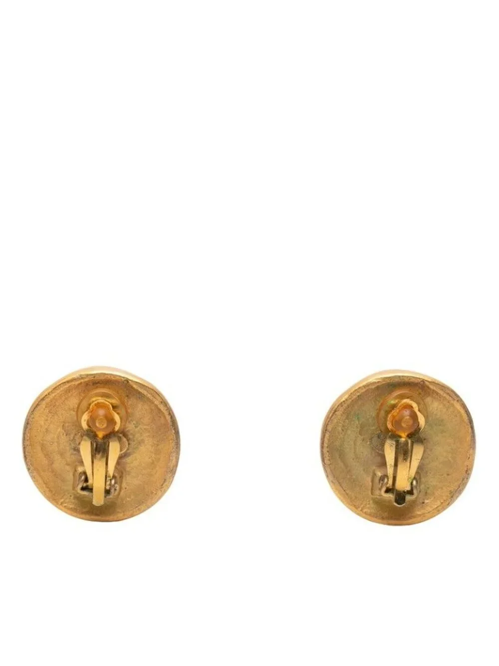 Chanel CC Logo Vintage Gold Plated Earrings